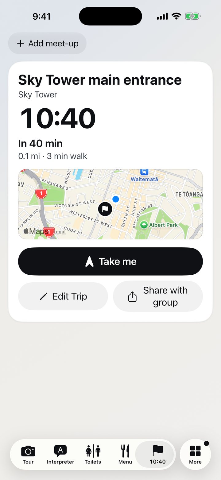 A meeting point and time on a map